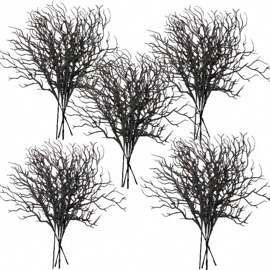20pcs Halloween Artificial Black Dried Branches | Multi-Functional Faux Plant Stems, Suitable For Home And Garden Decoration | Compatible With Halloween, Christmas, Easter, Valentine's Day, Mother's Day, Thanksgiving And Other Year-Round Holiday Celebrations And Party Scenes - A - View 1