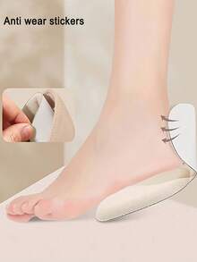 4pcs Women's T-Shaped Foam Soft Heel Pads Self-Adhesive Adjustable Half-Size Inserts For High Heels - B - View 5
