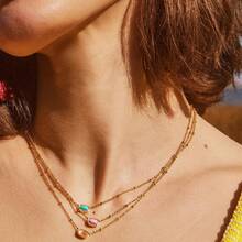 Kendra Scott Mini Elisa - Collar corto con colgante satélite chapado en oro de 14 quilates, joyería de moda para mujer - ORO - TURQUESA - Ver 2