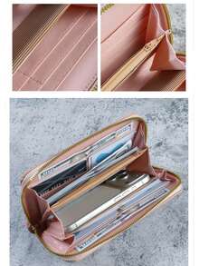 Pointer jumping Women's Long Zipper Wallet, Large Capacity Phone Bag, Fashionable Minimalist Solid Color Clutch, Coin & Card Holder - Multicolor - View 4