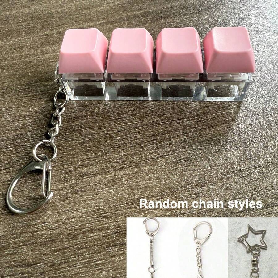 Mechanical Keyboard Keycap Stress Relief Keychain, 4-Key Clickable Fidget Toy, Finger Stress Relief Key Ring, Cute Backpack Charm Pendant, Soothing Office Anxiety Accessory, Unique Fun Gift - Multicolor - View 1