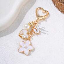1Pc Alloy Enamel, Sakura Heart Pearl Bow Keychain, Suitable For Back To School, Teen Girls, Daily Handbag Decor, Schoolbag Pendant - Multicolor - View 13