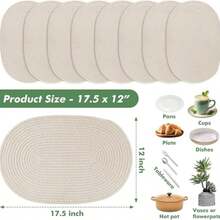 1 buah/4 buah/8 buah Alas Piring Oval Anti Selip Tahan Panas, Cocok Untuk Dapur, Ruang Makan, Pesta Luar Ruangan, Terutama Untuk Perjamuan dan Acara Liburan - Light Grey - View 8