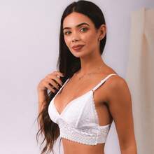 Top Cropped Classic Rendado Sem Bojo Feminino Sutiã Lingerie Renda - Branco - Visão 1