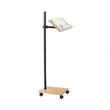 Bamboo Book Stand With Rolling Base, 16" Real Bamboo, 15.4 Lbs Capacity, Height Adjustment - Rectangle - View 1