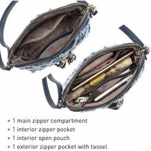 Dasein Bolso bandolera con cremallera para mujer, bolso de hombro a la moda con múltiples bolsillos - 2-Avestruz marrón - Ver 12