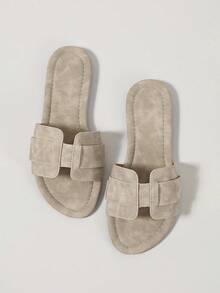 Ximi Ruo Korean Style Casual Flat Slippers For Women, Open Toe, Woven Roman Sandals, Suitable For Spring, Summer, Beach, Vacation, Pair With Dresses, Brown - Beige - View 7