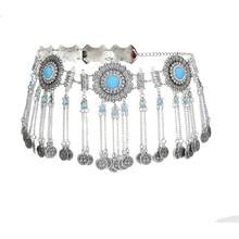 Cadena de Cintura Bohemia de Aleación con Pedrería, Accesorios para Mujer, Cadena de Cintura con Colgante de Moneda, Joyería Étnica - D - Ver 1