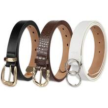 Jessica Simpson Women's  Women's 3‑Pack Belt Set, Casual & Dress Styles For Jeans, Dresses, Skirts - Black/Brown/White - View 2