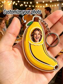 Custom Cute Custom Face Banana Acrylic Keychain, Funny Fruit Custom Portrait, Suitable For Unique Birthday/Anniversary Gifts For Relatives And Friends, Cute Personalized Keychain, Acrylic Photo Custom Keychain - Multicolor - View 5