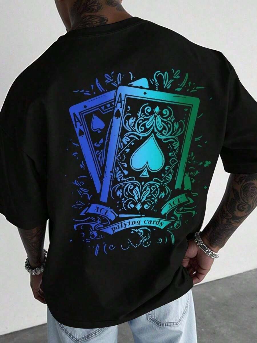 Manfinity Men's Short-Sleeved Crew Neck T-Shirts With Letter And Figure Print, 2000s Style Summer Graphic Tees. - Krem - View 1