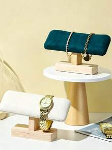 1pc/2pcs Wooden Single-Layer Bracelet Storage Rack, Headband, Necklace, Watch Bracelet Display Stand, Jewelry Headband Display Prop, Decorative Display Rack, Suitable For Retail Display, Trade Exhibition And Personal Collection Storage, Watch Bracelet Display Rack, Bracelet Rack, Countertop Jewelry Display Prop - Log Flat Single Layer Bracelet Stand - View 9
