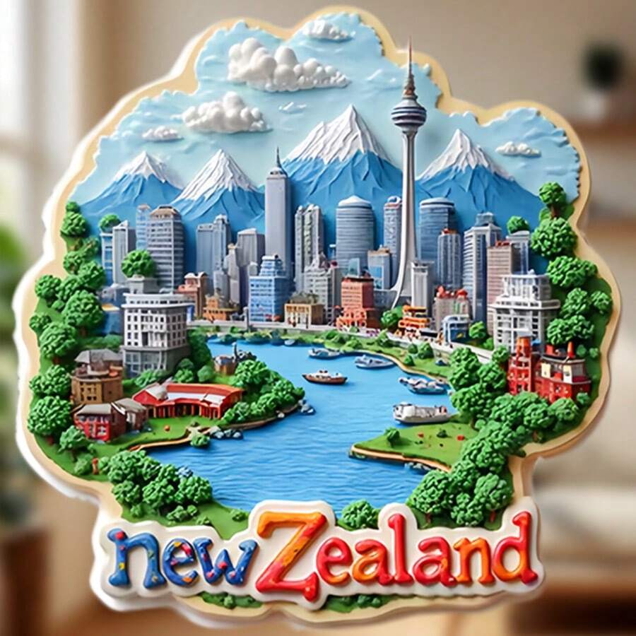 奧克蘭天空塔 阿爾卑斯峰與帆船之都 磁鐵飾品 南阿爾卑斯山觸及太平洋天空 全家金屬表面通用紀念品 - A - 查看 1