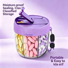 Estuche portátil para pastillas, caja de almacenamiento de vitaminas, diseño anti-confusión, apertura amplia para un fácil acceso, caja de medicina de viaje - Multicolor - Ver 9