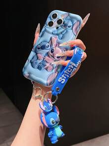 Disney Lilo And Stitch Phone Case : 3D Fluffy Pattern Border Protector Phone Soft Phone Case With A Free Cute Stitch Bracelet Chain Lanyard, Stitch, Lilo, Angel, For Apple 17 Promax 17 Pro 16 15 14 13 12 11 Pro Max XS Max X XR Soft Cover Summer Phone Case - 白色 - 查看 4