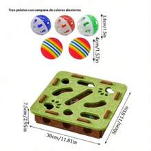 Filz-Puzzlespielzeug für Katzen mit 5 bunten Bällen, interaktive Labyrinthbox für Katzen, hält die Pfoten sicher und unterhalten, ideal für intelligentes Spielen. - Grün - Übersicht 2