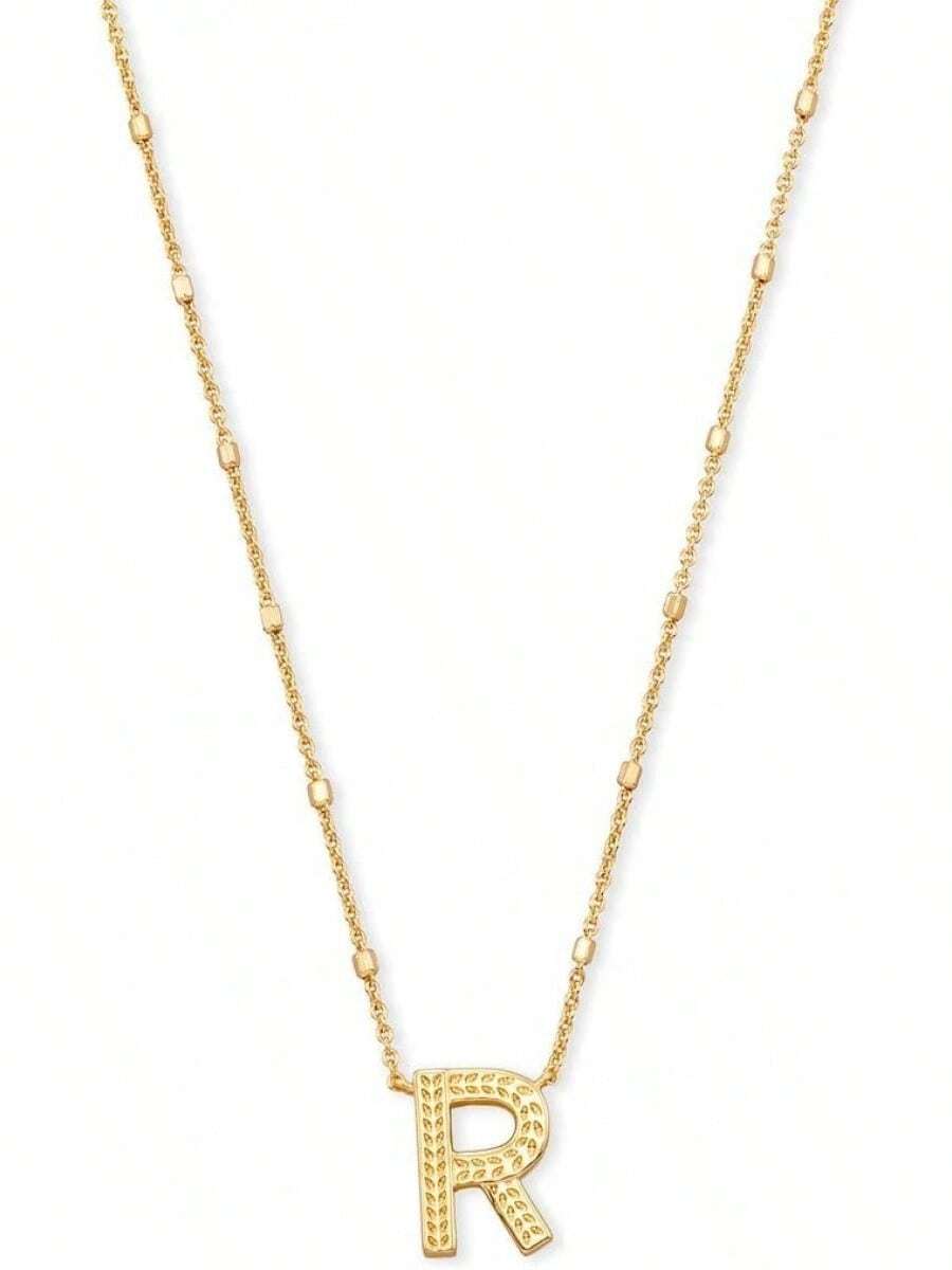 Kendra Scott Collar con colgante de letras A-Z para mujer, joyería de moda, latón chapado en oro de 14 quilates - Letra A - Ver 1