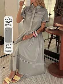 Women Midi Dresses - Grey - View 1