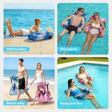 1pc Adult Inflatable Floating Pool Chair, Large Thickened Inflatable Float With Soft Mesh Center, Durable PVC Quick-Fold Design With Straps, Suitable For Swimming Pool, Outdoor Beach Games, Pool Party, Summer Sunbathing - Floating Chair - View 3
