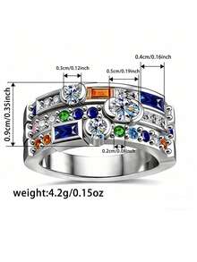 1pc Charming Cubic Zirconia Ring, Suitable For Women To Wear, Suitable For Wedding, Engagement, Anniversary Party, Valentine's Day Gift - 1# - View 6