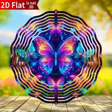 1pc Blue Butterfly Wind Spinner Pendant, 2D Flat Metal Wind Spinner, Suitable For Yard And Garden, 10 Inch Blue Powered Outdoor Wind Spinner Decoration, Large Spinfinity Wind Sculpture Decor, Colorful Wind Spinner Yard Art (Pendant Not Included), Random Style - A - View 2