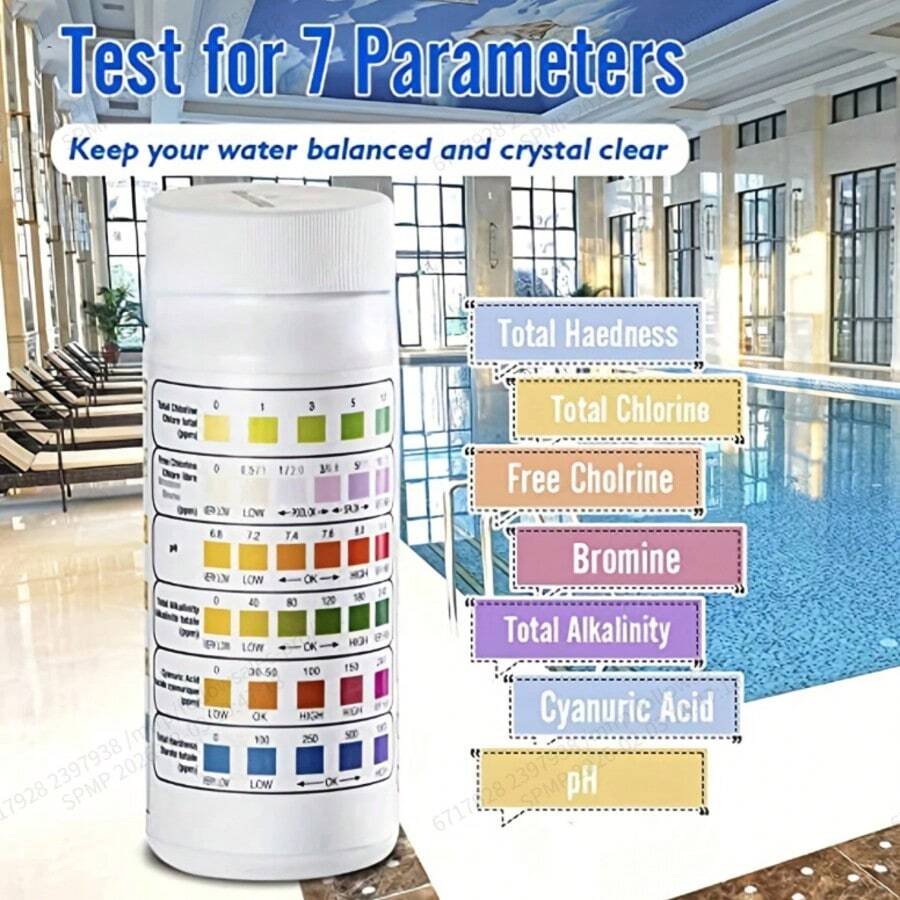 50/100pcs Multi-Function Pool Water Quality Test Strips, Rapid Detection Of PH, Chlorine, Bromine, Portable Disposable Test Strips For Home SPA, Hot Springs, Commercial Water Parks, Pool Water Quality Maintenance - A - View 1