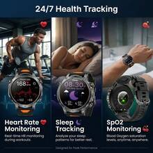 KENPANG 2026 New Men's Outdoor Sports Smart Watch, Built-In 1400mAh Battery, Red & White LED Flashlight, 24/7 Health Monitoring, 120+ Sports Modes, Wireless Call, Message Notifications, Weather, 1.7-Inch HD Screen, IPX8 Waterproof, Fitness Tracker For Men - View 7