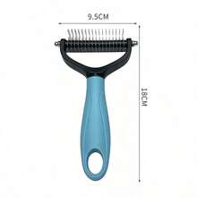 1 Pack 2-In-1 Double Sided Pet Dematting Comb, Premium Stainless Steel Teeth Deshedding Grooming Brush, Effectively Removes Loose Fur Mats Tangles, Gentle For Dogs & Cats Long Short Hair, Non-Slip Ergonomic Handle - Multicolor - View 7