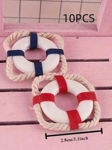 Miniature Hawaiian-Style Lifebuoy Accessory; Made Of Water-Resistant Material With A Base For Stable Placement. Ideal For DIY Miniature Crafting, Aquarium And Fish Tank Landscaping, Dollhouses, Micro-Landscape Dioramas, And Doll Scene Setups. - Multicolor - View 9