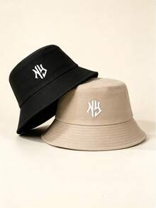 1 pieza Sombrero de cubo bordado NY unisex, protección solar, transpirable, nuevo estilo versátil, adecuado para ocio al aire libre y protección solar - Multicolor - Ver 11