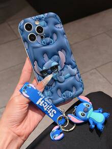 Disney Lilo And Stitch Phone Case : 3D Fluffy Pattern Border Protector Phone Soft Phone Case With A Free Cute Stitch Bracelet Chain Lanyard, Stitch, Lilo, Angel, For Apple 17 Promax 17 Pro 16 15 14 13 12 11 Pro Max XS Max X XR Soft Cover Summer Phone Case - 白色 - 查看 3