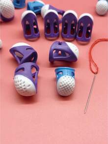 2pcs Silicone Thimble Finger Protector Set, Dual Size Non-Slip Quilted Fingertip Grip Sewing Accessories, Suitable For Home Clothing Repair And Daily DIY Craft Projects - Silicone Finger Sleeves - View 4
