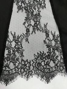 Daleeva 夏季新款女款黑色中長裙，蕾絲拼接高開衩設計，優雅都市通勤辦公休閒裙 - 黑色 - 查看 5