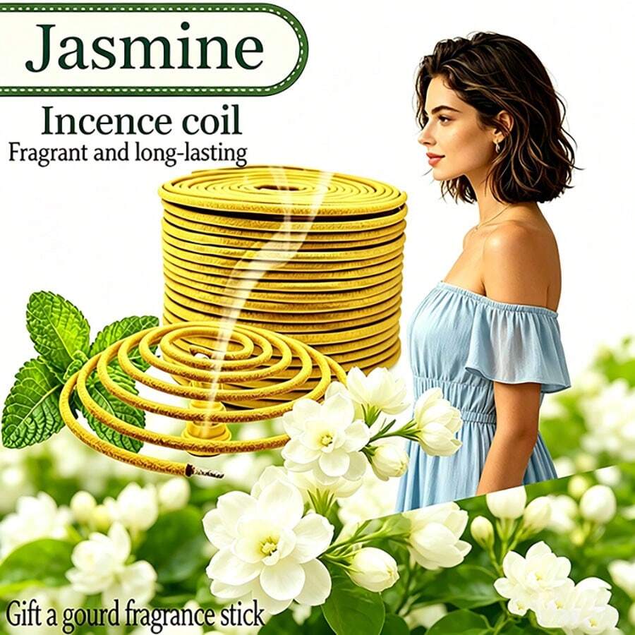 Jasmine & Vanilla Floral Scented Spiral Incense, Long-Lasting Fragrance For Home, Indoor And Outdoor Use - Jasmine - View 1