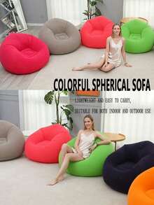 1 pieza Sofá inflable holgado, Sofá de bolsa de frijoles de PVC, Asiento para exteriores, Adecuado para uso en interiores y exteriores, Sofá inflable de bolsa de frijoles, Silla de descanso inflable, Sofá holgado inflable, Plegable y portátil, Silla de bolsa de frijoles inflable para adultos - Silla inflable portátil y suave, Adecuada para jardín, playa - Multicolor - Ver 7