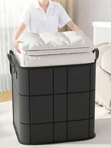1/3pcs Large Capacity Foldable Storage Bags With Reinforced Handles And Zipper Design, Multiple Sizes Available, Suitable For Storing Blankets And Bedding, Space-Saving Closet Storage, Ideal For Bedroom And Home Use - Black - View 3