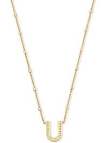 Kendra Scott Collar con colgante de letras A-Z para mujer, joyería de moda, latón chapado en oro de 14 quilates - Letra A - Ver 17