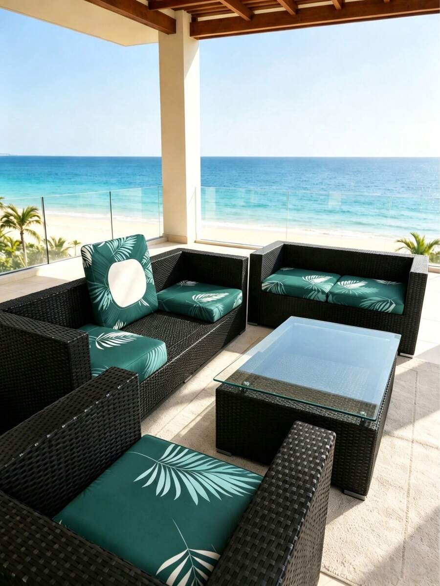 1PC/2PC/6PC/8pcs/10pcs/14PC Sofa Cushion Cover, Printed Floral Pattern, Rich Colors, Maillard Green, Outdoor Cushion Cover, Anti-Dirt, Anti-Dust, Decorative Sofa Outdoor Cushion Cover, Milk Silk Fabric, Non-Slip, Elastic, Spring Summer Autumn Winter All Season - Multicolor - View 1