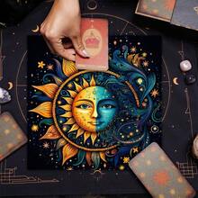 1PC Celestial Tarot Altar Cloth With Mytical 12 Zodiac Signs Design Cloth Tarot Readings, Sun Moon Phase Ceremonies Meditation Spaces Table Cover Elegant Mandala Colorful Stars Design Altar Cloth Signs Oracle Mat Tarot Tablecloth Boho Playmat Cloth - Multicolor - View 3