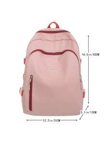 Korean Ins Style Colorblock Backpack, Suitable For Teenage Girls, Waterproof, Multi-Functional, Suitable For Daily Commute, School And Casual Wear - Multicolor - View 5