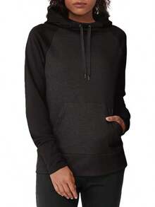 Hanes Sudadera con Capucha de Forro Polar de Rendimiento Deportivo Sudadera con capuchaMujer - Negro sólido/ negro jaspeado - Ver 1
