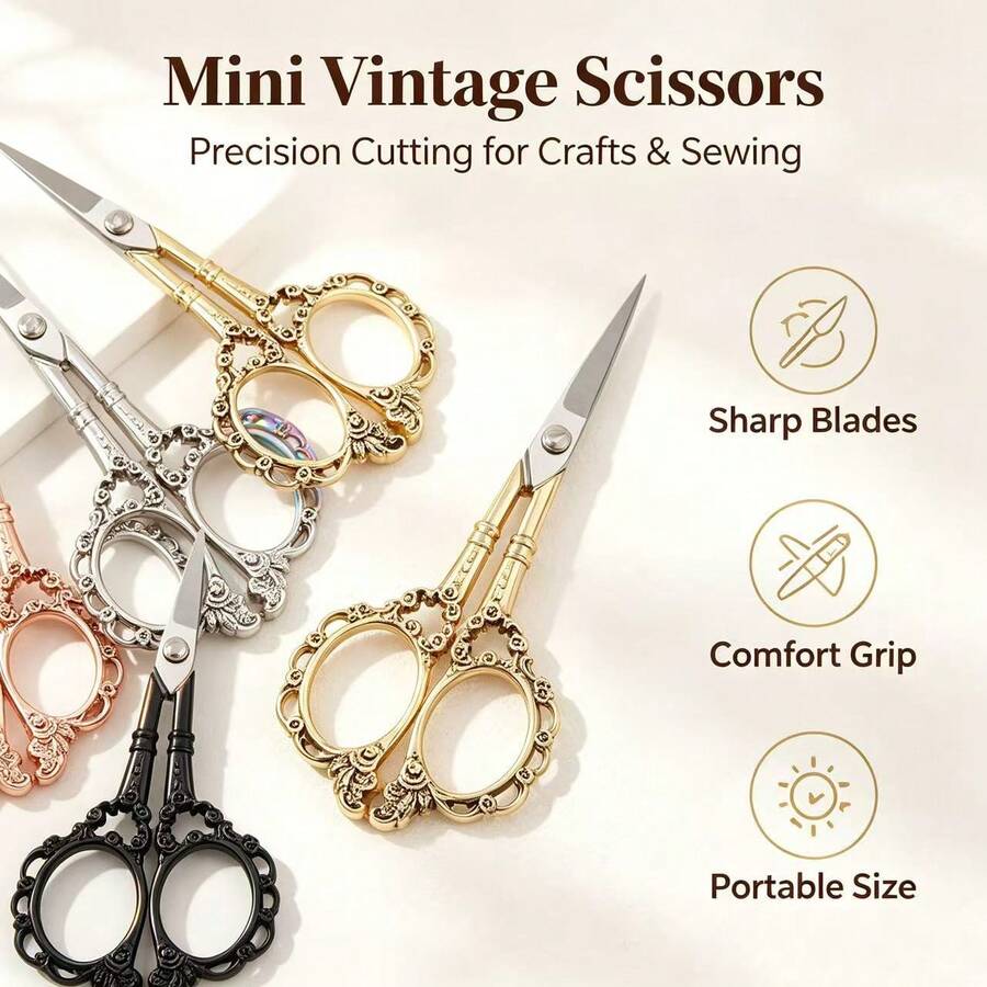 Tijeras de costura de acero inoxidable con pétalo de 4.7 pulgadas, herramienta portátil y afilada de uso múltiple, adecuada para manualidades DIY, costura y recorte de vello facial