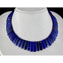 Collar de cuentas de lapislázuli azul natural, 16 pulgadas, de 26 mm a 12 mm - 1 - Ver 4
