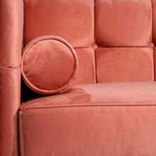 SOCHIC - Sofá Retro de Terciopelo  de 2 plazas, Hecho en México, Color Rojo Vino Tinto - Rosa Salmón - Ver 7