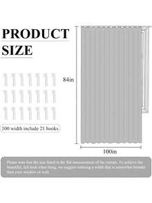 JZGZR Blackout Sliding Door Curtain, Wide Room Divider Curtain With Hooks Ceiling Mounted, Bedroom Drape Thermal Insulated Privacy Assurd, W100x L84, Beige, 1 Panel - Beige - View 6