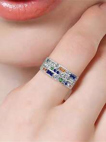 1pc Charming Cubic Zirconia Ring, Suitable For Women To Wear, Suitable For Wedding, Engagement, Anniversary Party, Valentine's Day Gift - 1# - View 4