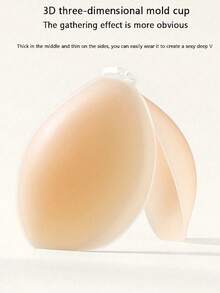 1pc Women's Silicone Strapless Push-Up Bra, Reusable, Waterproof, Backless, Perfect For Wedding Dress, Strapless Outfits And Summer Looks - Silicone Round Cup - View 4