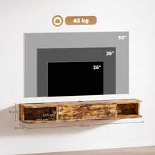 120 Floating TV Unit TVs Up To 50 Inch - Rustic Brown - 1 - View 1