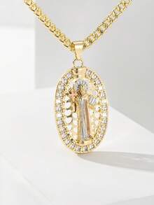 4PCS Luxury Vintage Christian Faith Necklaces For Women, Virgin Mary, St. Jude, St. Benedict, Last Supper Pendants, Guardian Light Limited Edition Pendant Necklace, Suitable For Christmas/Thanksgiving/Halloween/Mother's Day/Valentine's Day Couples/Friends/Fellow Believers Gifts, Catholic First Communion, Gift, Daily Holiday Wear And Prayer - Yellow Gold - View 7