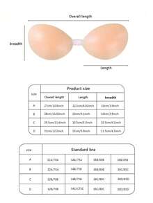 1pc Women's Silicone Strapless Push-Up Bra, Reusable, Waterproof, Backless, Perfect For Wedding Dress, Strapless Outfits And Summer Looks - Silicone Round Cup - View 9